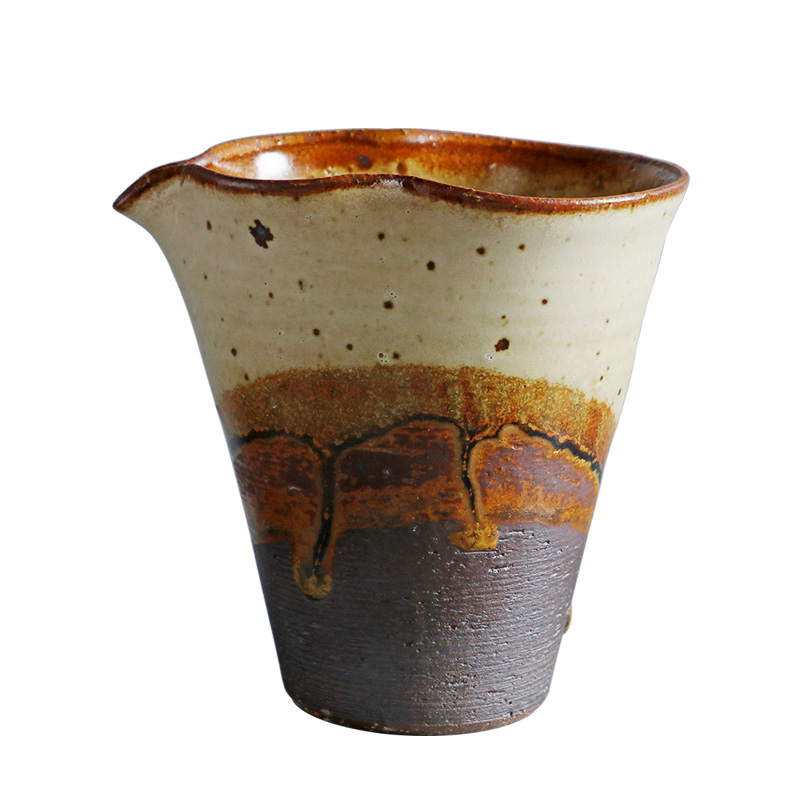 三遍老岩泥手工柴烧粗陶公道杯大茶海分茶杯陶瓷过滤匀杯功夫茶具