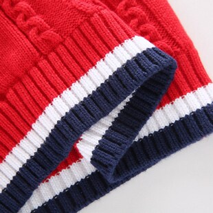 儿童红色毛衣套头男孩针织衫加绒加厚2020秋冬新款中大童装十一岁