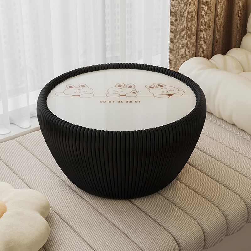 奶油风飘窗茶几卧室阳台圆形玻璃小桌子榻榻米桌茶桌矮桌简约炕几