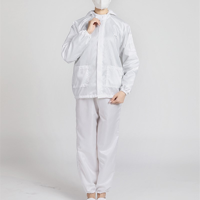 无尘服工作服上衣分体连体有口袋帽子条纹网格子工衣防静电衣服