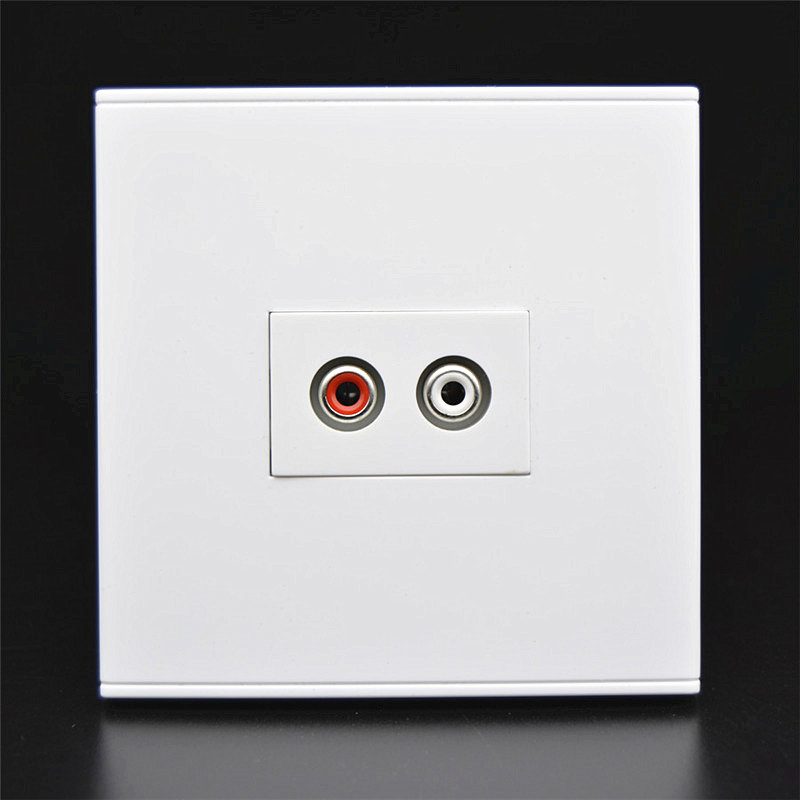 直插AV双孔莲花音频墙壁面板86型免焊红白AV音频2孔莲花插座面板