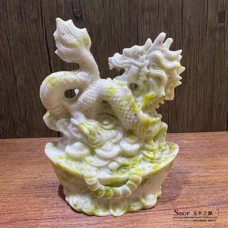 天然岫玉生肖龙摆件家居客厅书房酒柜电视柜办公室工艺品礼品摆设,家居饰品,装饰摆件,淘宝优惠券,粉丝福利购,淘宝优惠卷