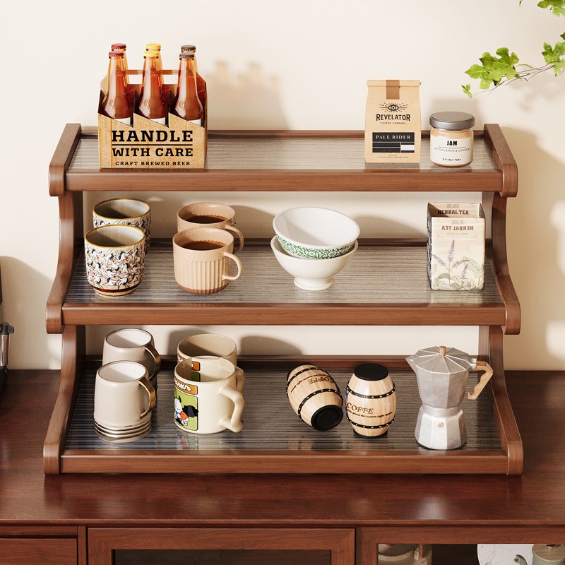 桌面杯架多层餐桌边柜台面办公桌小型咖啡茶杯架子茶具收纳置物架