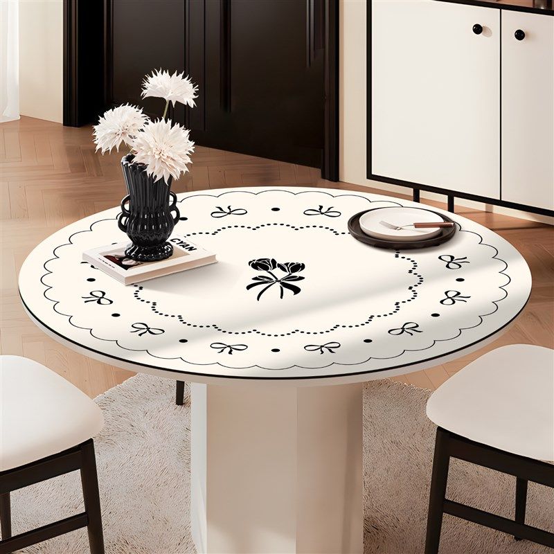 蝴蝶结圆形皮革桌垫餐桌垫子免洗可擦复古风防水防滑餐垫,居家布艺,桌布,淘宝优惠券,粉丝福利购,淘宝优惠卷