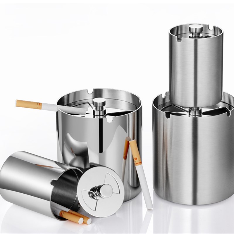 带盖烟灰缸 4S不锈钢车载汽车通用烟灰缸创意防风烟盅礼品烟缸