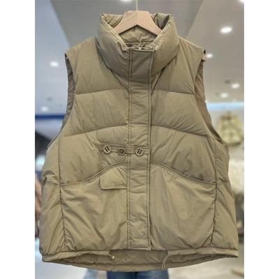 韩系立领大码女装无袖坎肩马甲女2025秋冬季新款羽绒棉服马夹外套