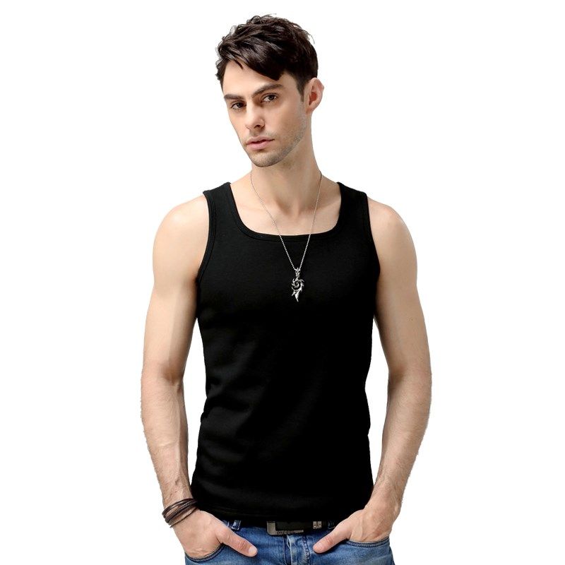 冬季保暖加绒加厚背心男士 方领青年学生方口 一字领纯棉打底潮酷