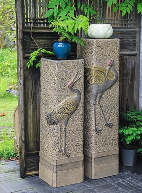 陋石坊新中式展示柱仿古摆件家居装饰柱客厅玄关公司大厅落地摆设