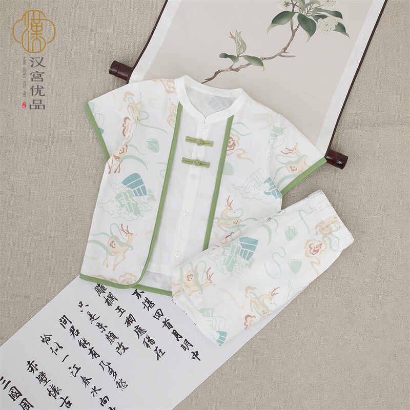 宝宝套装周岁礼服夏天国风汉服新中式婴儿衣服夏季短袖女男童夏装