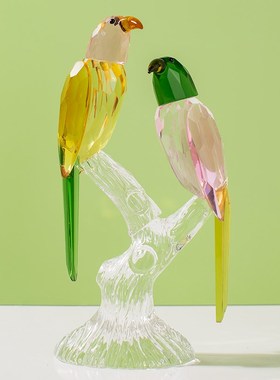 祥瑞水晶喜鹊鸟摆件轻奢客厅酒柜家居装饰品高档新婚礼物乔迁新居