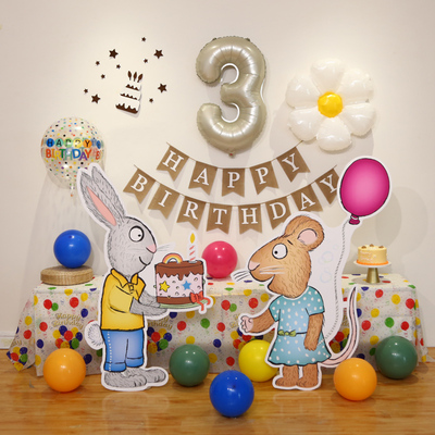 波西和皮普生日布置装饰三周岁男女孩儿童主题场景装扮KT板背景墙