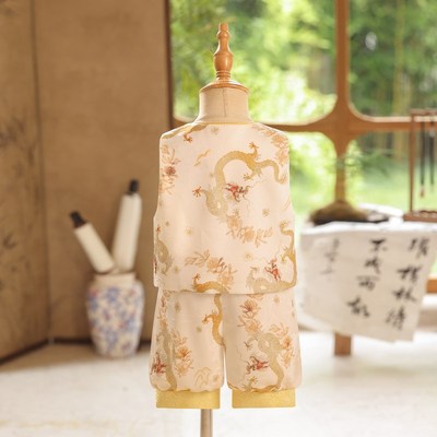 新中式周岁礼服男宝宝夏季男童生日抓周冠衣唐装国风男宝衣服薄款