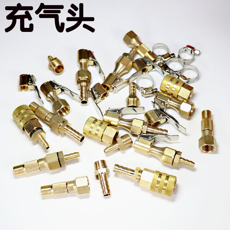 轮胎气门嘴充气夹头 纯铜夹头式打气咀 胎压表软管转换接头6mm8mm