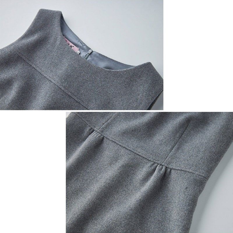 无袖圆领羊毛呢连衣裙女中长款2025秋冬百搭外穿背心马甲裙呢子裙