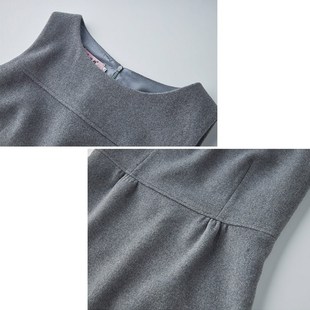 无袖圆领羊毛呢连衣裙女中长款2025秋冬百搭外穿背心马甲裙呢子裙