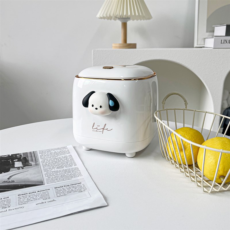 桌面垃圾桶可爱家用牀头书桌办公室高颜值小号按压带盖子迷你收纳