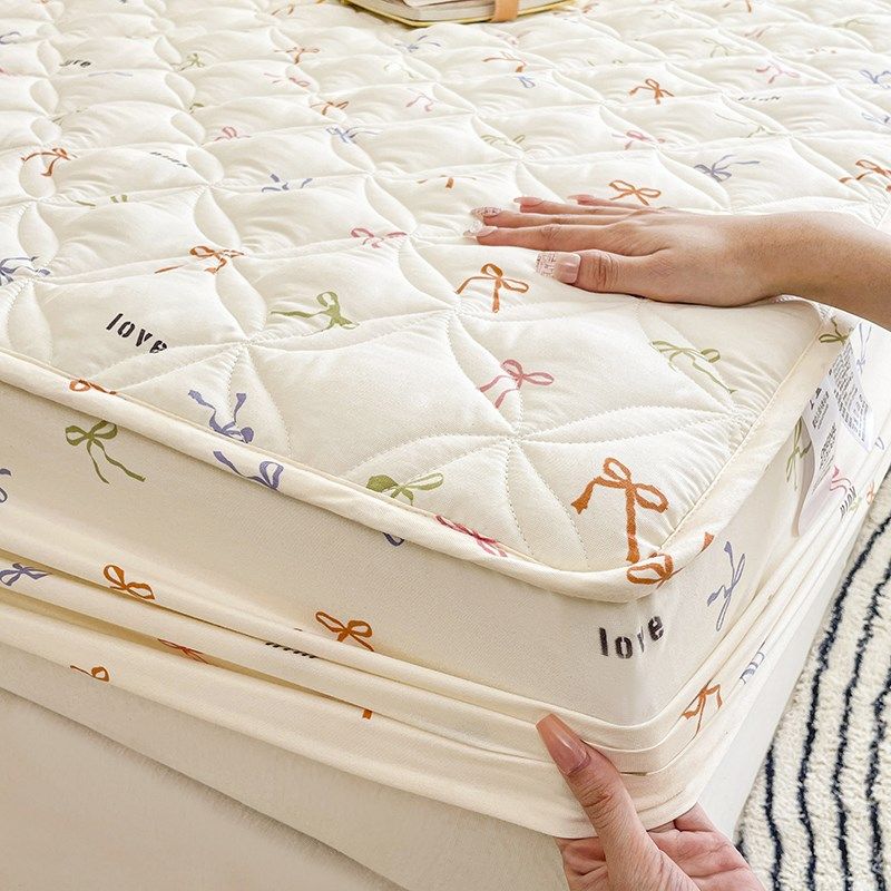 全棉床笠单件加厚夹棉双层纱纯棉床笠罩防滑席梦思床垫保护罩四季,床上用品,床笠,淘宝优惠券,粉丝福利购,淘宝优惠卷