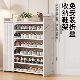 免安装 架一拉就用防尘布帘多层家用门口宿舍收纳神器 可折叠简易鞋