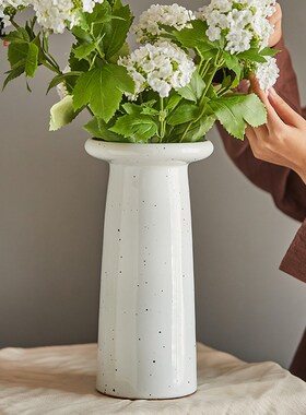 梵悦 景德镇手工粗陶花瓶简约中式复古水培不漏水插鲜花客厅花器