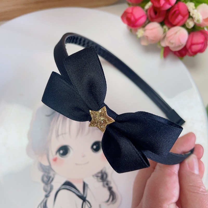 韩式简约气质中小学生少女发箍黑色小蝴蝶结压发头箍发饰发卡夹子