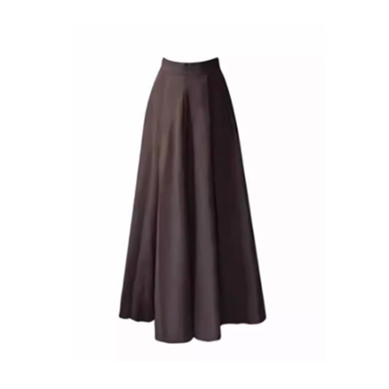 咖色伯克利裙秋冬大码胖mm梨型身材显瘦长裙到脚踝宽松百褶半身裙