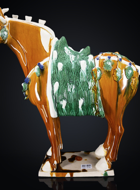 九朝三花马家居装饰办公室客厅茶几家用陶瓷定制家居摆件婚庆礼品