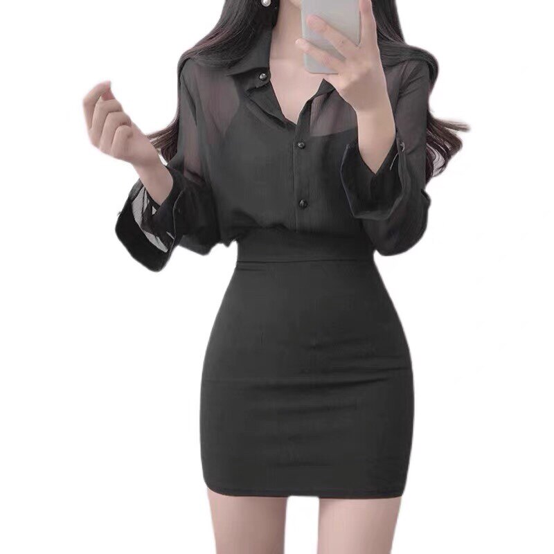 黑色ol职业包臀半身裙短款女春2022新款紧身弹力高腰性感一步裙子