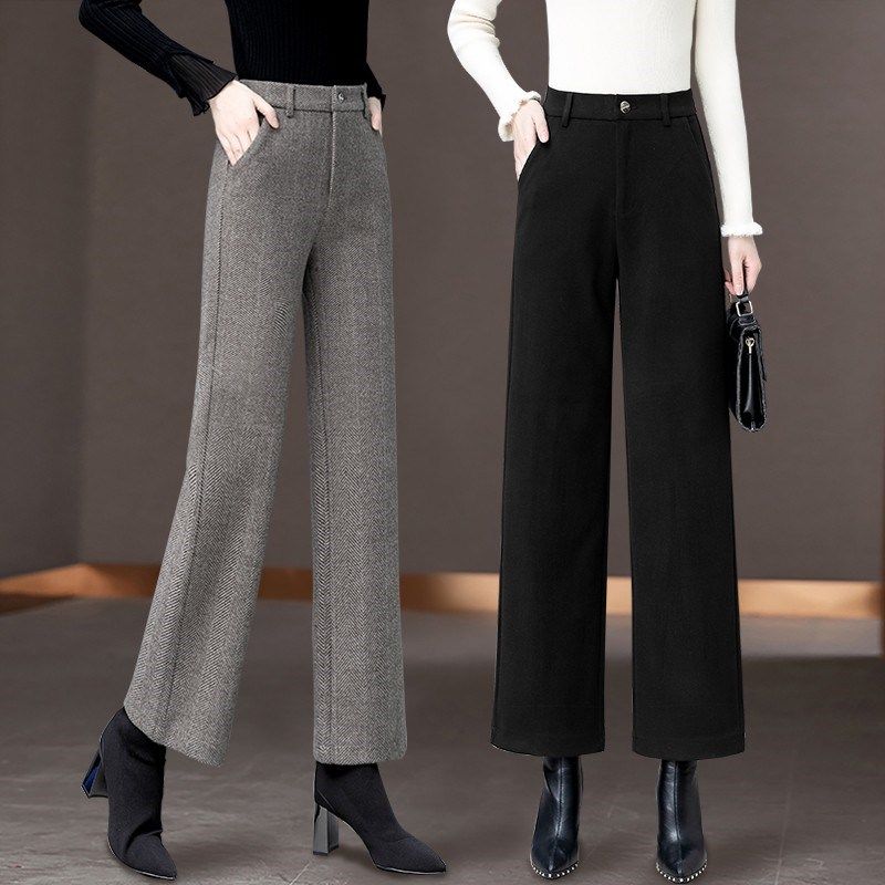 2024秋冬加绒加厚毛呢裤子女高腰宽松中年妈妈休闲长裤西装阔腿裤,女装/女士精品,真丝上装,淘宝优惠券,粉丝福利购,淘宝优惠卷