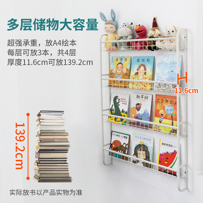 儿童书架绘本架家用壁挂墙面创意金属sofs简易约宝宝超薄书柜子