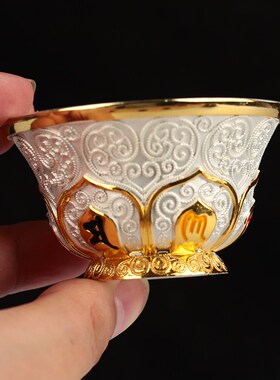 供水杯合金八吉掐丝供水碗供奉杯佛前供奉用品单碗7cm 两款可选