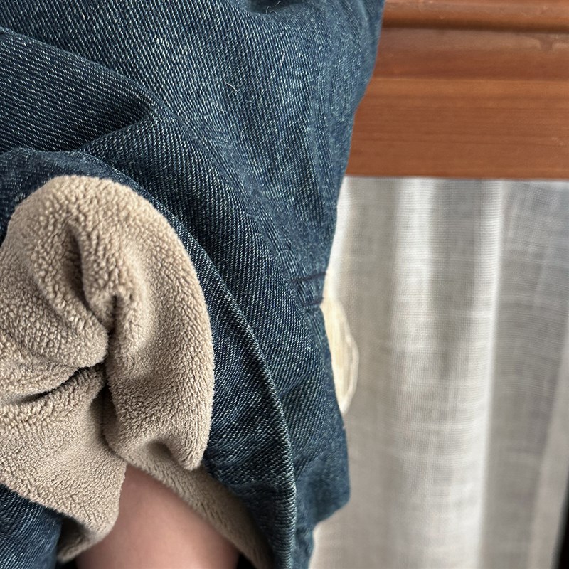 暮晨家新款冬装2024男童磨毛加绒牛仔裤儿童加厚保暖直筒裤阔腿裤