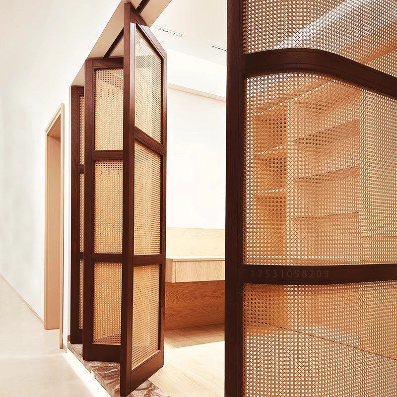 藤编门实木折叠门衣柜门定制复古风书房卧室隔断门衣帽间门鞋柜门,住宅家具,折屏,淘宝优惠券,粉丝福利购,淘宝优惠卷