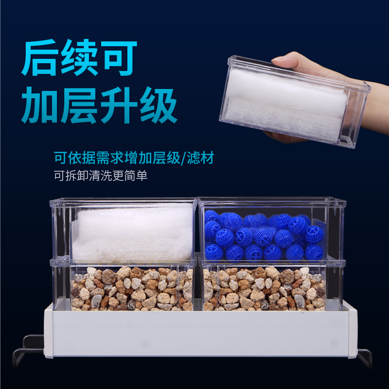 鱼缸过滤器上置过滤槽干湿分离滴流盒小盒过滤支架龟缸过滤盒雨淋