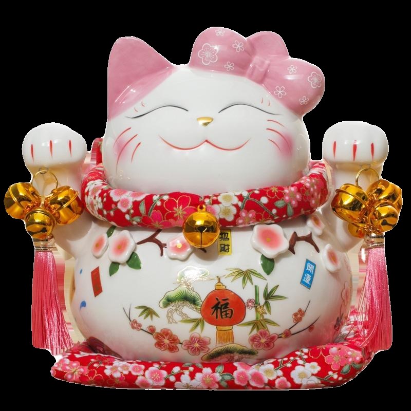 招财猫存钱罐网红陶瓷摆件可爱开业乔迁办公室客厅装饰品可存可取
