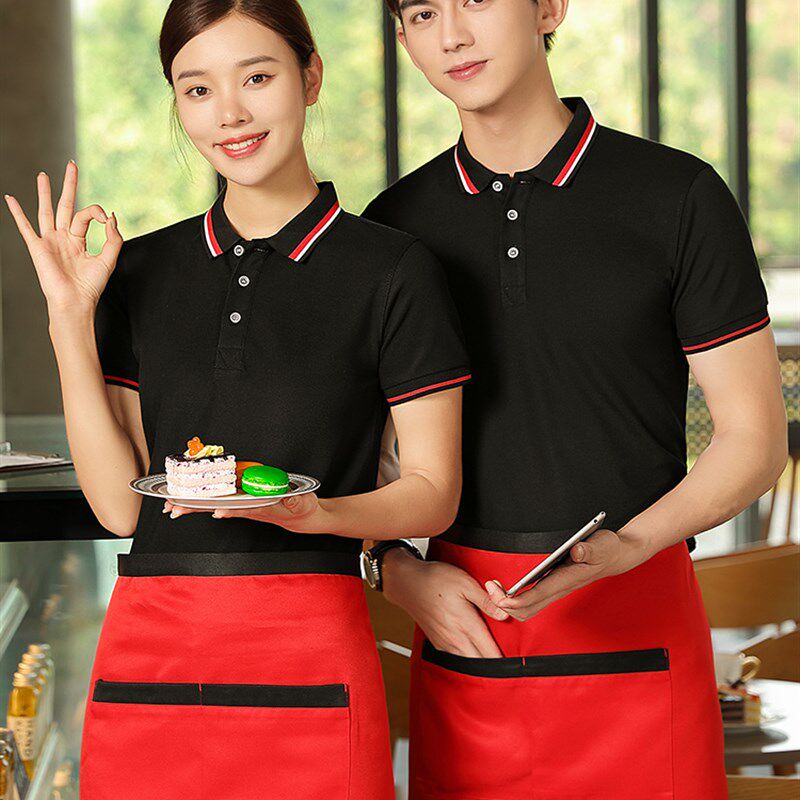 酒店服务员工作服短袖T恤快餐厅工装定制饭店餐饮火锅店制服印字