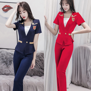 美容院足疗师工作服女套装气质高端新款秋冬足浴按摩沐足技师工装