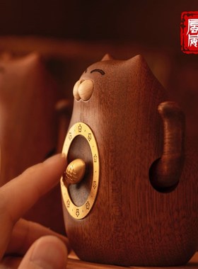 海风威实木招财猫转运神喵桌面摆件乔迁结婚伴手礼生日礼物高档