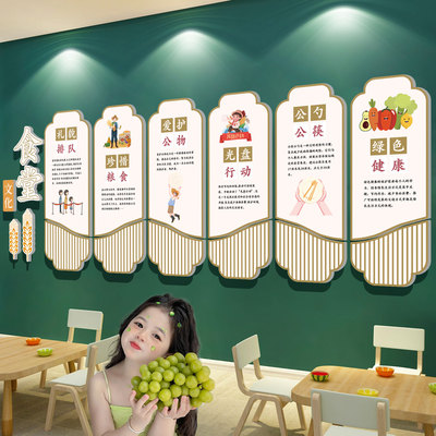 小饭桌墙面装饰幼儿园环创托管班文化背景墙贴餐厅食堂海报挂画