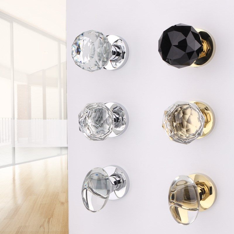 依佰利美式金色轻奢球形单面隐形暗门锁法式水晶背景墙隐藏门把手