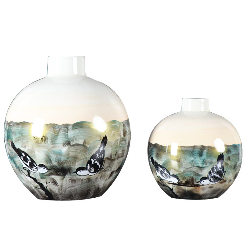 新中式创意陶瓷手绘喜鹊花瓶摆件样板房客厅插花花器家居软装饰品,家居饰品,花瓶,淘宝优惠券,粉丝福利购,淘宝优惠卷