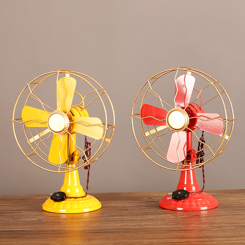 复古怀旧铁艺电风扇模型酒吧餐厅道具橱窗布置老式物件装饰品摆件