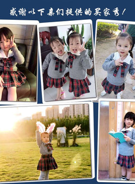 女童学院风套装秋冬新款小女孩两件套jk制服针织洋气长袖上衣裙子