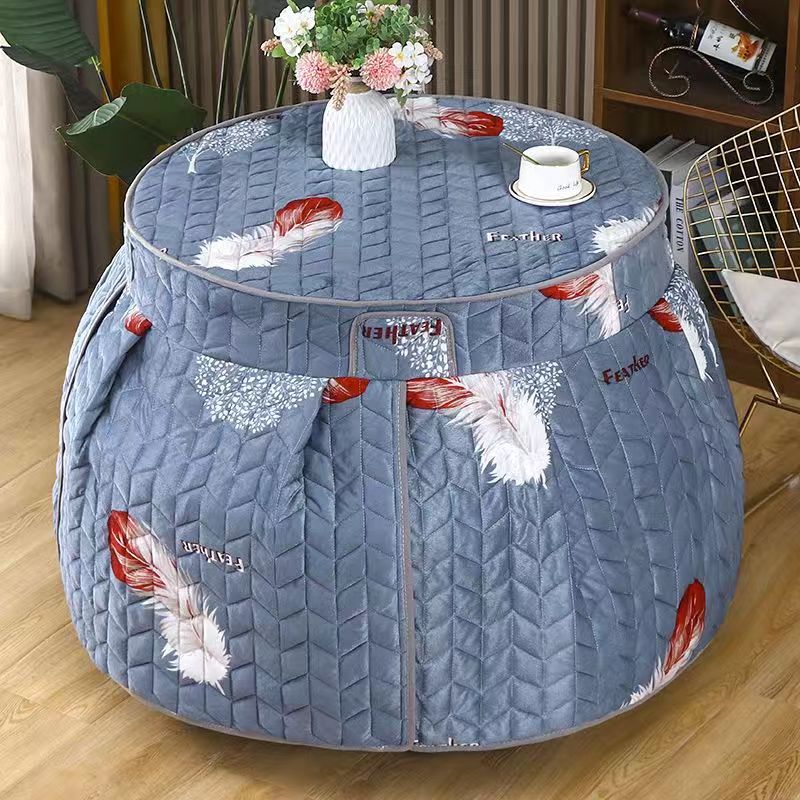 冬季加厚加绒烤火桌子罩套圆形电炉罩套圆桌子烤火炉桌罩取暖桌罩