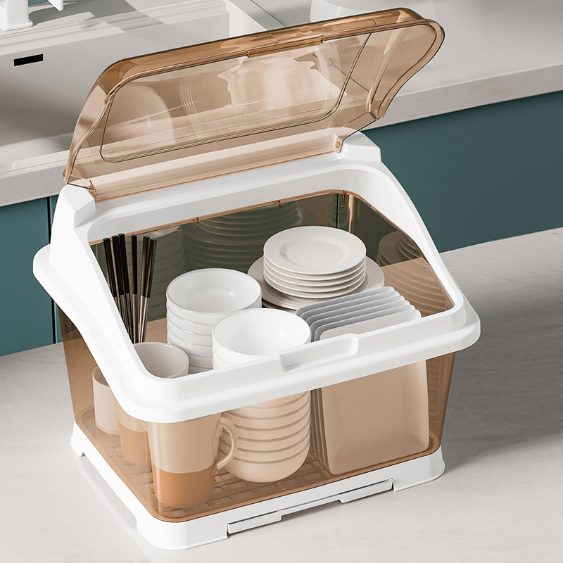 碗筷收纳盒碗柜带盖装放碗家用置物厨房碗架沥水碗碟架餐具碗盘箱