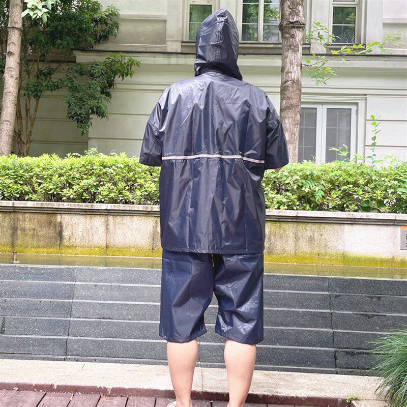 夏天新款雨衣短袖单件上衣分体套装防水电动车男女加厚全身防暴雨