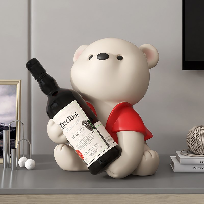 红色熊红酒架摆件新年礼物酒柜装饰品客厅展示柜开业高级感置物架