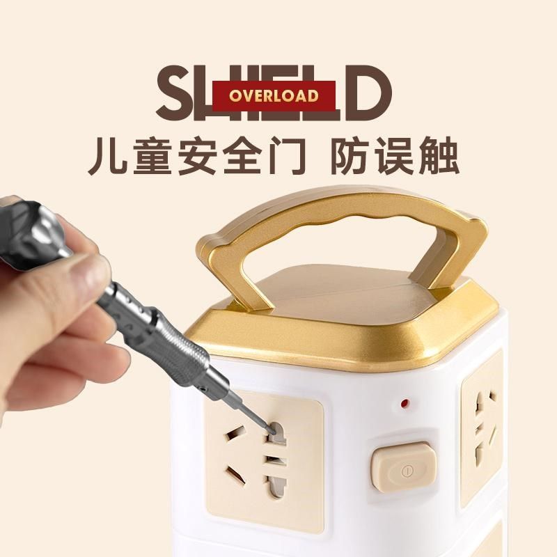 A立式多插位插线板多功能家用排插带线多用塔式立体多孔扦插座