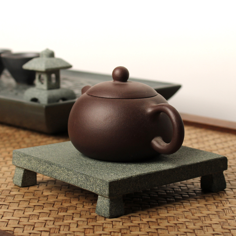 青石底座摆件石头台座桌面摆设石托简约中式案台隔热杯垫工艺品托