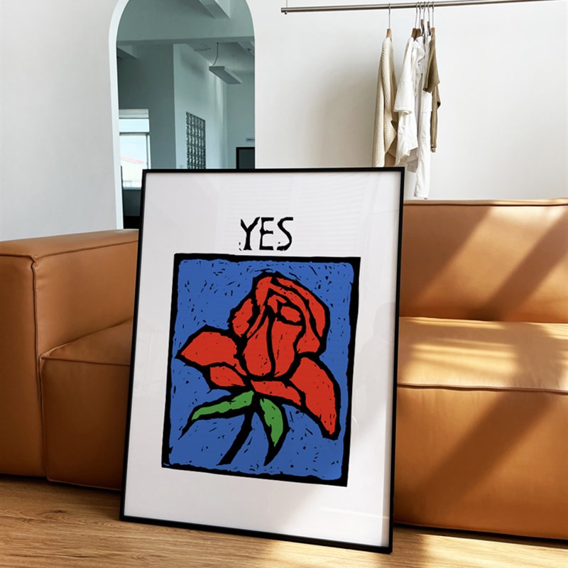 YES红玫瑰法式复古风情人节装饰画客厅卧室床头玄关斗柜挂画定制