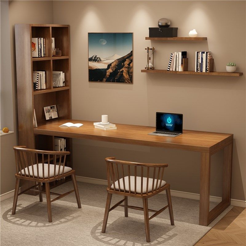 书柜一体实木双人书桌书房学生学习长条写字桌家用办公电脑桌书架,住宅家具,书桌,淘宝优惠券,粉丝福利购,淘宝优惠卷